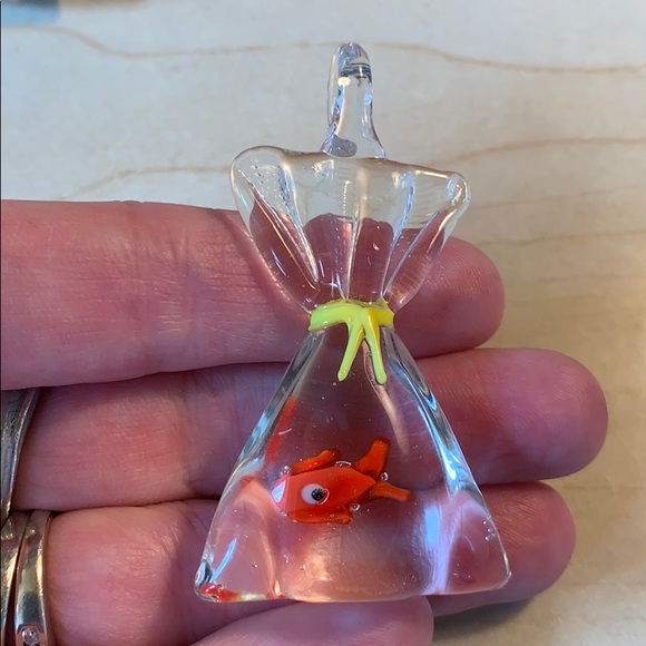 Hand Blown Fish in a Bag Necklace - Picture 3 of 7